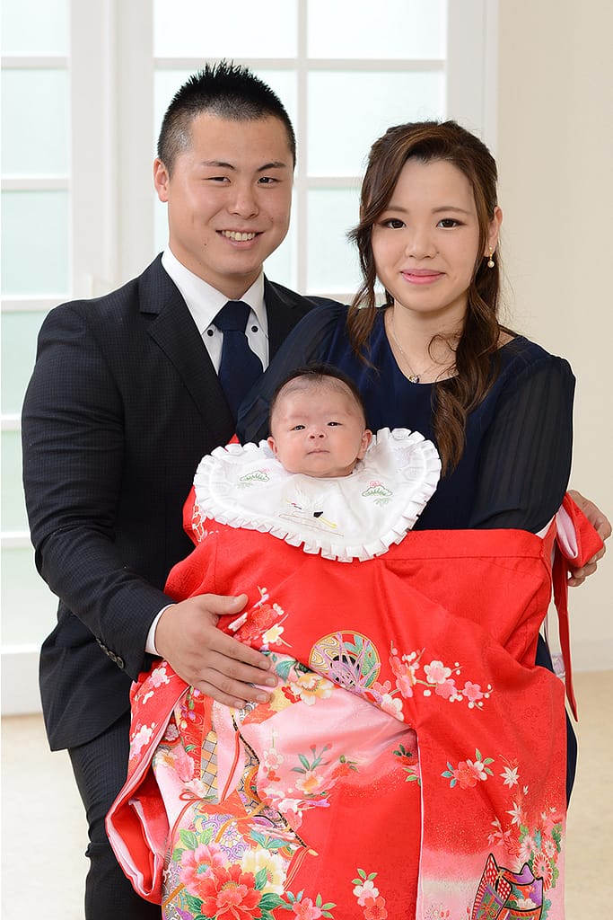 水戸市の写真館で撮影したお宮参りの笑顔写真